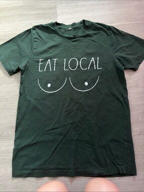 Eat Local Graphic Tee - Dark Green Short Sleeve